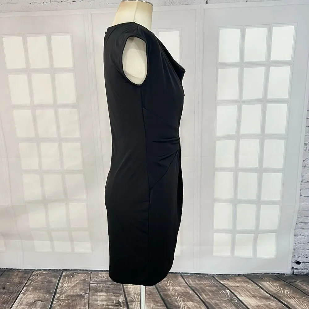 Michael Kors Women's Cap Sleeve Knot Waist Cowl Neck Mini Black Dress Size XS